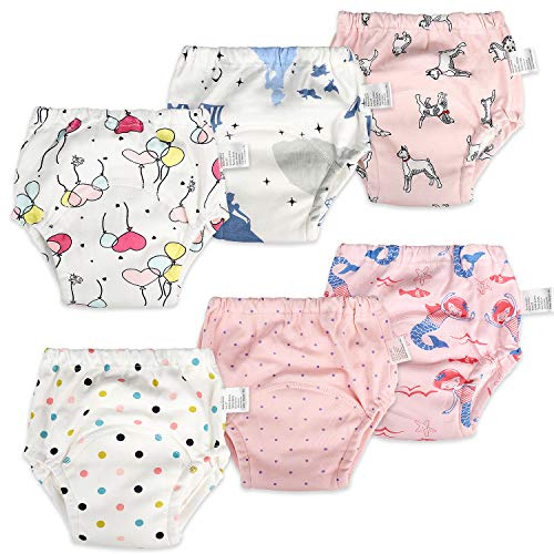 FLYISH DIRECT Baby Training Pants Potty Training Pants Toddler Potty Training Underwear for Toilet Training Underwear, 6 Packs, Age 2, Pink