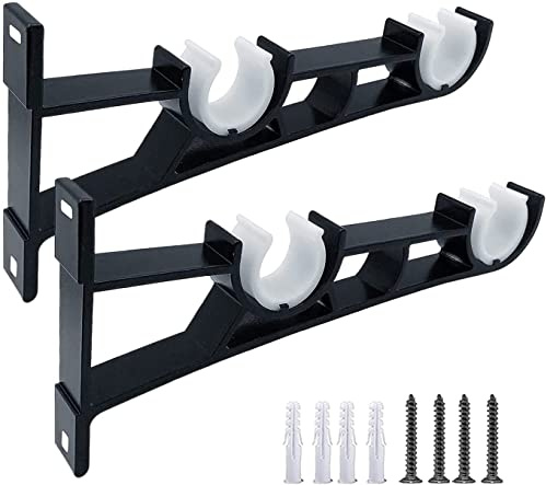 Gardinenstangen-Halterung, Vorhang-Halterung, Gardinenstange, doppelte Vorhang-Haken, kurze Gardinenstangen, strapazierfähige Gardinenhalterung, 1 Paar für 26-32 mm Stange Double Rod schwarz