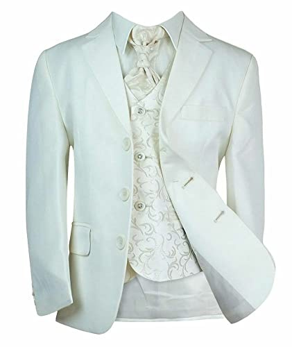 Boys Tailored Fit All in One Holy Communion Formal Suit Set in Ivory, Age 7 Years