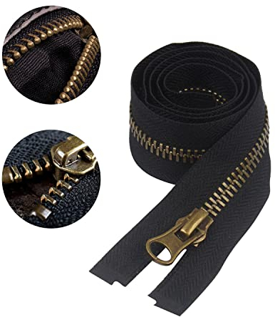 KINHARD Reißverschluss 75 cm, #8 Reißverschluss Metall, Messing Reißverschlusse für Jacken, Reißverschlusse Teilbar, für Rucksäcke, Jacken, Mäntel