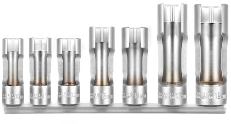 BILITOOLS Diesel Injector Fuel Line Socket Wrench Set, 3/8 Drive 10-19mm, for Thermo Switches, EGT Sensors, and Fuel Lines, Fastener on Bent Pipes, CRV