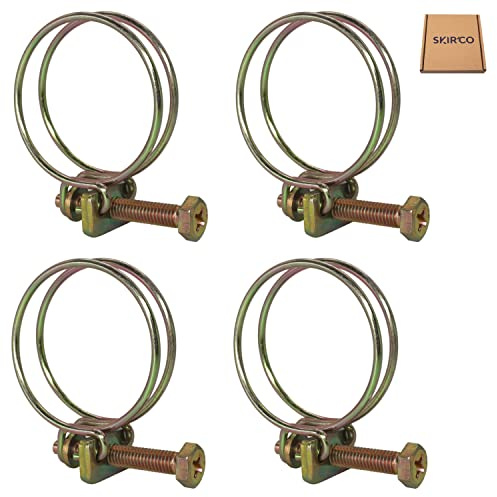SKIR'CO Lot de 4 colliers de serrage réglables à double fil 38-42 mm, clips de tube en acier galvanisé (4 pièces, 38-42 mm)