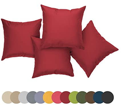chilly pilley® Dekokissen für Garten & Zuhause – Weiche Zierkissen in vielen Farben & Größen, Einzeln oder im Set erhältlich, Strapazierfähig & Pflegeleicht (dunkelrot 4er Set 40x40)