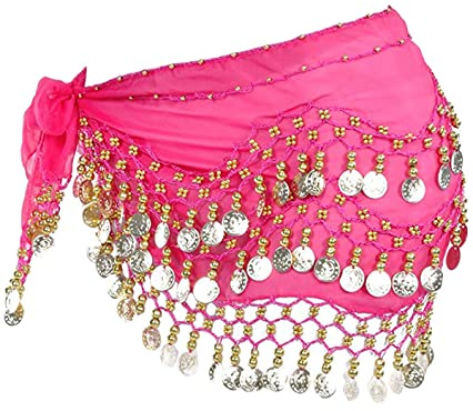 SamHeng Sciarpa all'anca di Danza del Ventre con Monete d'Oro Pendenti per Lezione di Yoga in Costume