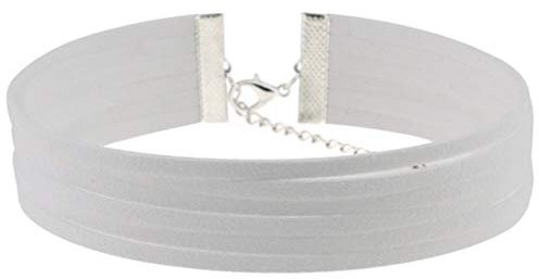 LAIFEKE Punk Sechs Reihen Samt Choker Gothic Halskette Hals Zubehör Metallkette Halsgürtel (Weiß)