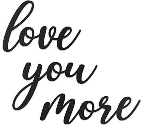 Vivegate Love You More Sign - 25X21 Black Modern Metal Wall Decor for Hanging Any Room - Beautiful I Love You Most Wall Art Decorations