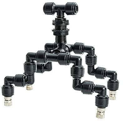 VEXPLO® 360° Beregnungsdüsen Terrarium, Doppelkopf Terrarium Fogger Schwarz | 360° verstellbare Sprühdüse für Regenwald Terrarium. Idealer Reptilien Fogger & Nebler für optimale Luftfeuchtigkeit.