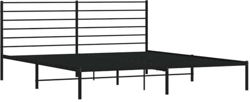 vidaXL Bettgestell mit Kopfteil Metall Schwarz 200x200 cm