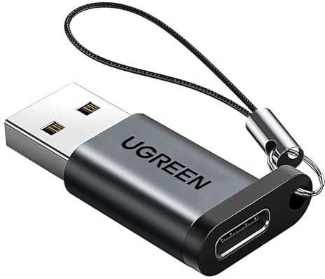UGREEN USB 3.0 auf USB C Adapter 10Gbps USB Adapter USB A Ladegerät Max 18W kompatibel mit iPhone 17 16 15 Pro Max iPad Galaxy S24 S23 Serie Laptops usw.(Schwarz)