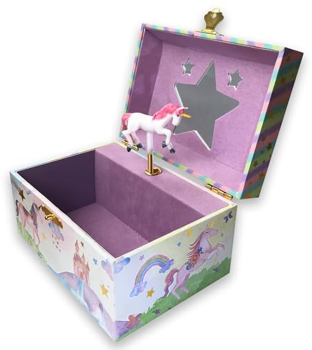 BinkeGG Play [ Twinkle Twinkle Little Star ] (60 Tunes Option) Children Jewelry Box Unicorn Jewelry Music Box for Girls Jewelry Storage Box with Sankyo Musical Box Mechanism