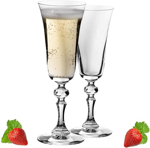 IMPERIAL glass Stilvolle Sektgläser mit Ornament Verzierung 180ml 'Vintage' Set 2-Teilig Sektkelche aus Crystalline Glas
