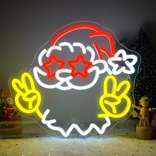 Looklight Letrero Neón Papá Noel Luces Neón Feliz Navidad Cartel Neon Luz LED Letreros Papá Noel para Dormitorio, Sala de Estar, Bar, Regalo, Fiesta, 31,5x36,5cm