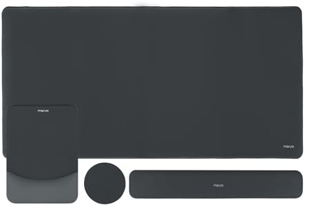 MOSISO Keyboard Mouse Pad Set, Mousepad with Silicone Lining, Slate Gray | Large Mouse Mat&Rectangular Keyboard Wrist Rest&Ergonomic Mousepad with Curved Wrist Support&Coaster,Non-Slip Easy Typing Pad