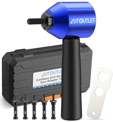 AUTOUTLET Nietmutternaufsatz, Profi Nietaufsatz für Bohrmaschine Akkubohrer, Nietmuttern Adapter Kit für Nietmuttern M3-M8 aus Alu, Stahl, Edelstahl, auch für 1/4 Steckschlüssel(Blau)