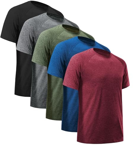 YOIOWVY Sport T Shirts Herren 1/3/5/7Per Pack Kurzarm Herren Atmungsaktiv Funktionsshirt Schnelltrocknend Sportshirts Running Gym Shirts
