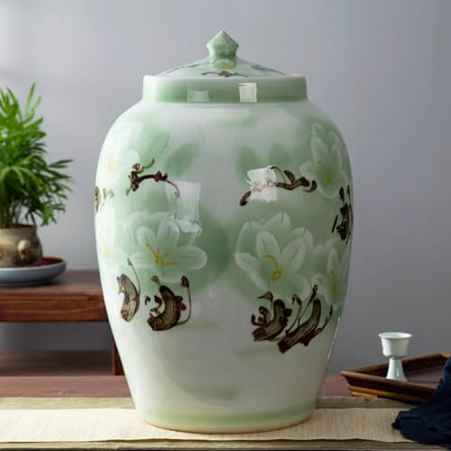 BRCYKRWY Ceramic Rice Storage Container 10KG/15KG/25KG/50KG Food Storage Containers Ceramic Grain Storage Bin Classic Rice Container Household Rice Storage Box With Lid For Flour,Rice,Nuts,Snacks