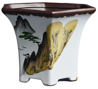 SBCGFY Pots de Fleurs en céramique, Pots de Paysage de Style Chinois, Pots de Fleurs de Paysage Pastel, Cadeaux de décoration pour la Maison, Argile Violette Phalaenopsis Chlorophytum-A||A