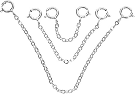 S925 Silber Verlängerungsketten für Halsketten und Armbänder | Praktische Zusatzlänge, Silberfarbenes 3 Stück, für Schmuckherstellung