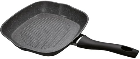 Schulte-Ufer Quadratische Grillpfanne 26×26 cm – Antihaft Aluminium Steakpfanne für Gas- und Elektroherde | BBQ Pfanne