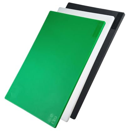 FMProfessional Set di 3 Taglieri professionali HACCP colore Verde, Bianco e Nero, 45 x 30 x 1 cm