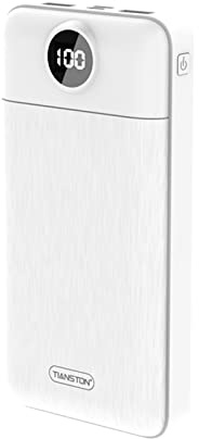 Power Bank,PowerBank ricarica rapida PowerBank 20000Mah portatile,batteria ai polimeri di litio,pacco batteria esterno con doppia uscita e doppia porta,per celle,bianco