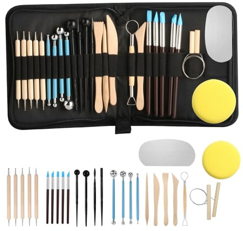ShiFaKa 27 PcsHerramientas de Escultura de Arcilla, Set Plastilina Herramientas de Modelado, Herramientas de Cerámica para DIY Principiantes Artistas Manualidades Ceramica, con Bolsa