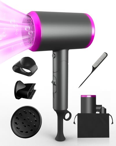 Small Hair Dryer, Foldable Blow Dryer Ionic Hair Dryers with Diffuser & Concentrator for Quick Drying and Easy to Carry, Hair Dryer Set for Women & Man with Storage Bag, Suitable for Home, Travel