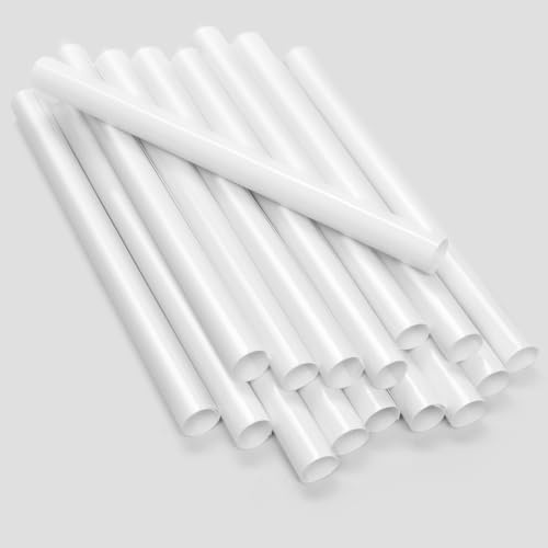 Radiator Pipe Covers White Insulation 15mm; 19.5cm Long Snap On PVC Plastic Cover; Pack of 16 Customizable Radiator Pipe Collars or Radiator Sleeves