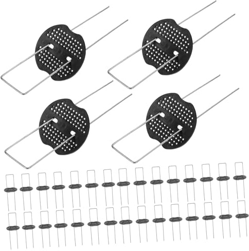 LOORGVEL Estacas Hierro con Arandelas Plásticas Reforzadas Clavos para Jardín Fijación de Césped Artificial y Control de Malezas Piquetas Duraderas para Huerto y Malla Antihierbas