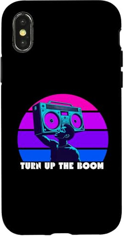 Retro 80er Jahre Boombox Turn Up The Boon Retro Musik Kassette Hülle für iPhone X/XS