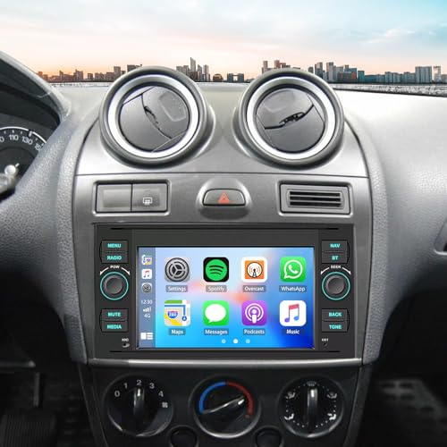 4+64G Autoradio per Ford Fiesta MK5 2006-2008 con Carplay Android Auto, 7 pollici Touchscreen Lettore Ricevitore Multimediale Digitale con Bluetooth WiFi FM SWC Mirror Link Schermo diviso
