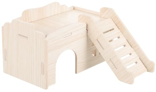DIYEAH Maison Bois pour Hamster avec Échelle Habitat Sécurisé et Résistant pour Hamsters Nains et Gerbilles Escalade Naturel et Abri Confortable