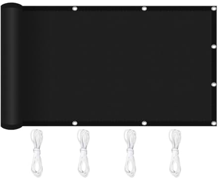 Vattentät Shade Segel 100 x 210 cm Väderbeständig Hållbar Solskydd Mesh Tyg Med Genomföringar UV Block Med Rep för Utegård Uteplats Yard Gräsmatta, Svart