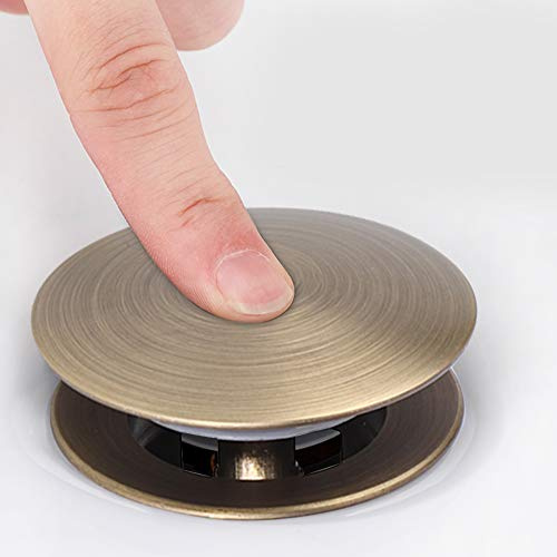 HEEPDD Bouchon avec Trop-plein pour Accessoires de Salle de Bain Conception Fiable Facile à Utiliser Convient aux Lavabos Domestiques Type de Presse Bassin en Laiton élégant Drain Pop-up Salle de Bain