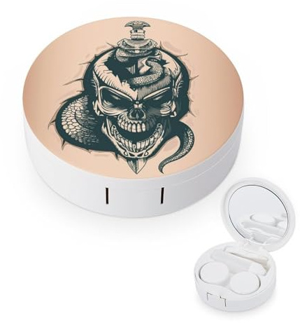 fkgvwo Contact Lens Case Black Skull Contact Lens Holder Box Container Soak Storage Kit