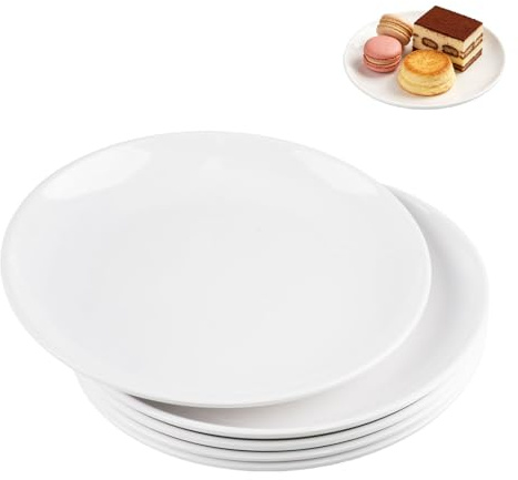 Doafoce Kleine Dessertteller 6er Set Teller Weiß 18cm Speiseteller Melamin | Kuchenteller Frühstücksteller Kunststoff Essteller für Salat, Vorspeisen, Beilagen