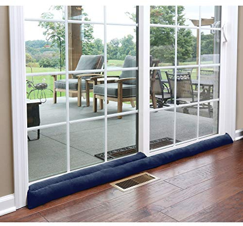 HOME DISTRICT Sliding Door Draft Stopper -Glass Door Draft Blocker, Patio Under Door Draft Stopper, Door Air Blocker Draft Dodger Noise Blocker Approx. 71 Long - Navy