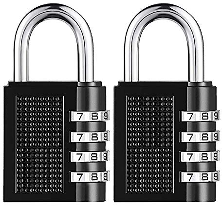 Fretrecy Kombinationsschloss Hochleistungsschloss Vorhängeschloss 4-stelliges rücksetzbares Zahlenschloss für Schule, Fitnessraum, Außenschuppen, Haspeschrank, Tor - 2er Pack (Kurz Schäkel)