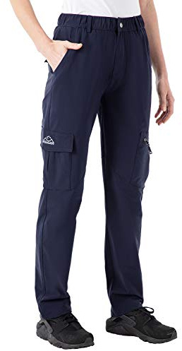 donhobo Womens Outdoor Windproof Waterproof Trousers Breathable Rain Pants Ladies Rainwear for Travelling Hiking Walking Navy M-1