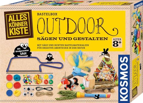 Kosmos AllesKönnerKiste Outdoor Sägen und Gestalten | Mit Säge und bunten Bastelmaterialien für kreative Abenteuer in der Natur, DIY-Bastelset für Mädchen und Jungen ab 8 Jahre