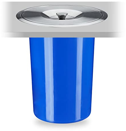 relaxdays Pattumiera per Il Piano Cucina, 8 L, Coperchio in Acciaio Inossidabile Rifiuti Organici HxD: 30 x 26,5 cm, Blu, 1 pz