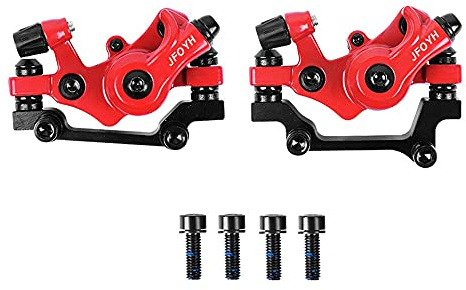 JFOYH Mechanical Disc Brake Set for MTB Road Bike Folding Bike and BMX with 160mm Rotor Mounting Adapter, Cycling Front and Rear Bicycle Bike Disc Brake Calipers-Red