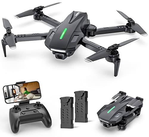 DEERC D70 Mini Drone for Kids Adults with Camera, 1080P HD Foldable RC Quadcopter for Boys Girls with Headless Mode, Tap Fly, 360° Flips, Voice and Gesture Control, 2 Modular Batteries