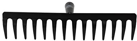 Amig - Rastrello da giardino | Rastrello metallico in acciaio con 14 denti robusti per rastrellare e lavorare la terra | Strumenti per orto e giardinaggio in colore nero | Misure: 350 mm.