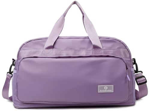 Vllcsla Sac de Sport Femme Grand Extensible, 37,7L à 50,7L, avec Poche Humide, Sac de Bagage à Main Femme Gym, Grand Sacs de Voyage Weekend Imperméable pour Fitness, Pourpre