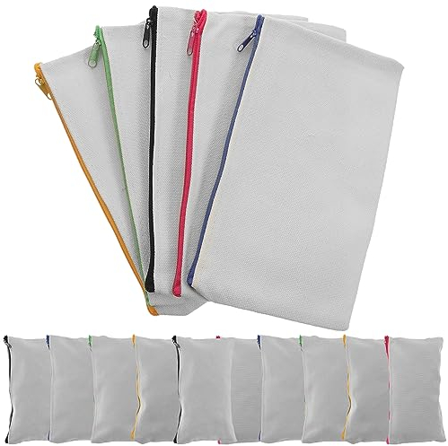 EXCEART 15stücke Canvas Tasche Zum Selbermachen Leere Kosmetiktasche Für Wärmeübertragung Reißverschluss Aufbewahrungstasche Mit Farbverlauf Praktisch Für Reisen Und Geschäftsreisen