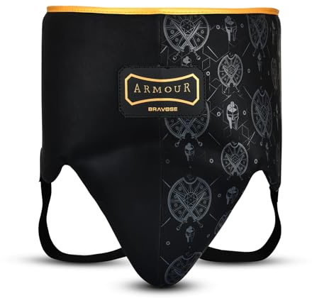 Bravose Boxing Groin Guard for Boxing, Sparring, Muay Thai, Kickboxing and MMA | Abdominal Protector for Karate, Taekwondo and Martial Arts Training | Adjustable Lightweight Support Gear for Men (L)
