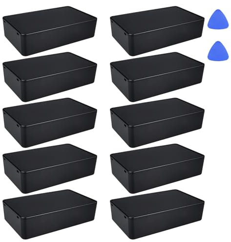 RYAN 10 Pezzi Contenitore per Circuiti in Plastica Scatola Derivazione Esterna Plastica ABS Impermeabile per Strumenti Alimentatori Progetti Elettronica (Nero/10 x 6 x 2.5 cm)