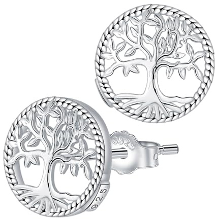 Pendientes Árbol de la Vida para Mujer Plata de Ley 925 Pendientes con Caja de Regalo Joyas Regalo para Esposa Madre Hija