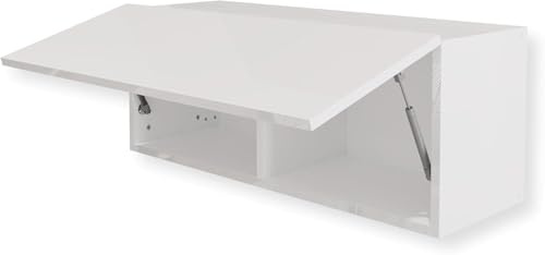 HAJDUK FURNITURE Armoire Murale Suspendue Blanc Brillant 90x35x32 cm – Meuble de Cuisine Haut, Placard de Rangement, Étagère Murale Laquée, Meuble Haut de Cuisine en Finition Brillante